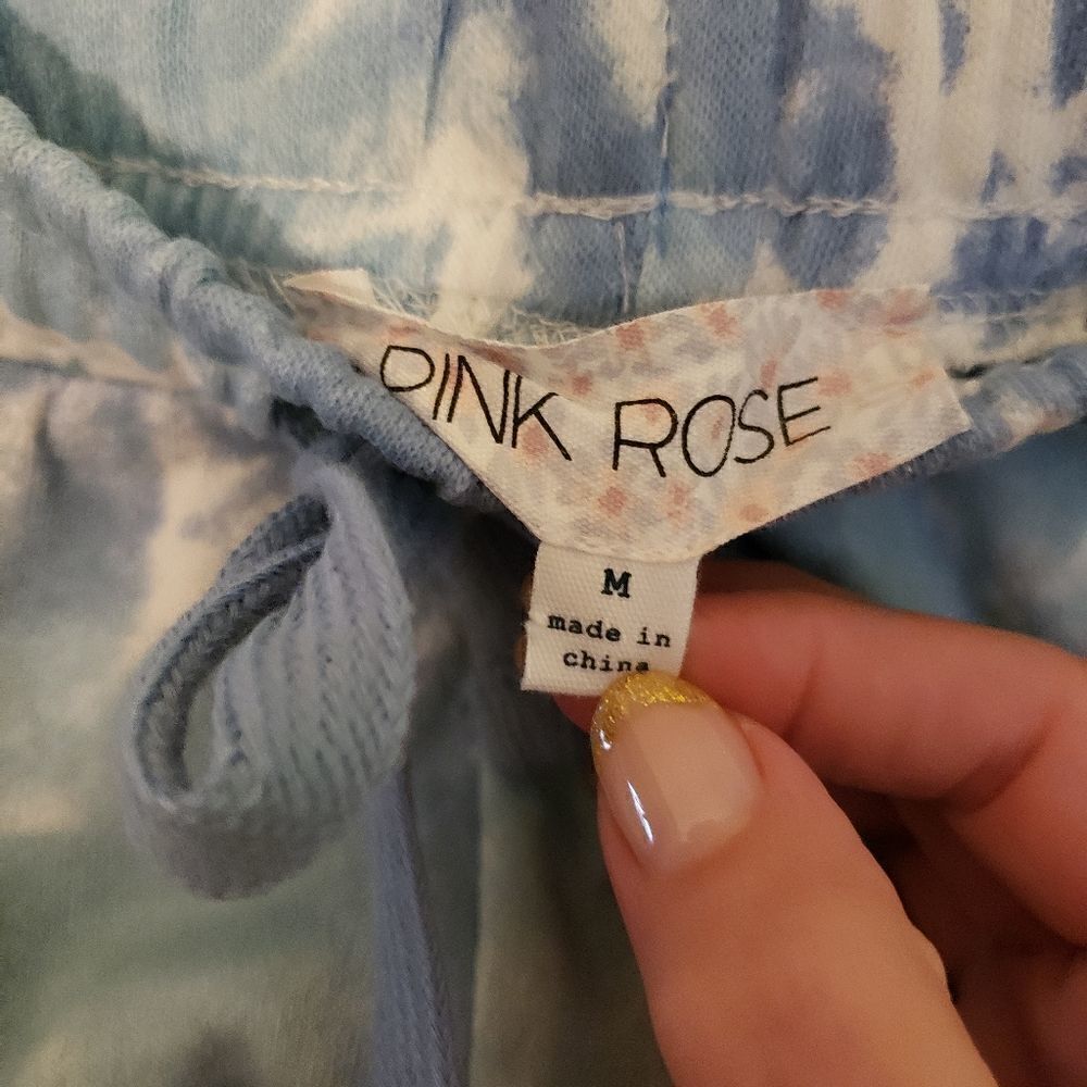 Pink Rose Elastic Drawstring Waist Walking Shorts Side Pockets - Picture 6 of 6